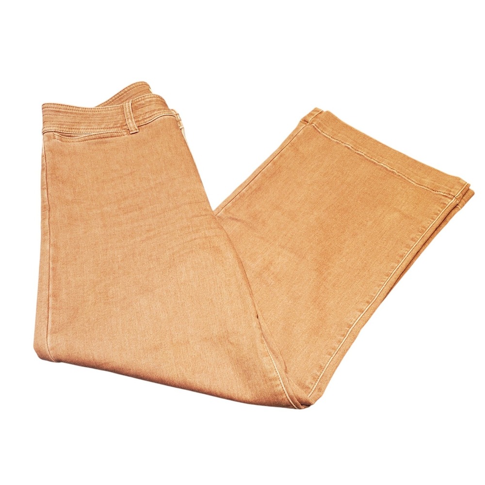 Faherty Stretch Terry Harbor Ankle Crop Pants Size 30 Russet Orange Wide Leg